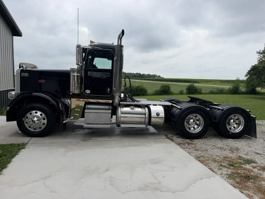 Black Peterbilt semi truck detailed outside the Porter's Detailing shop