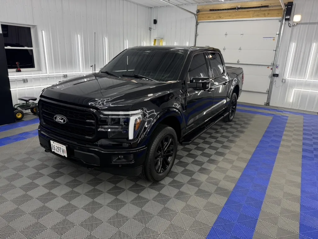Black Ford F-150 Lightning after paint correction